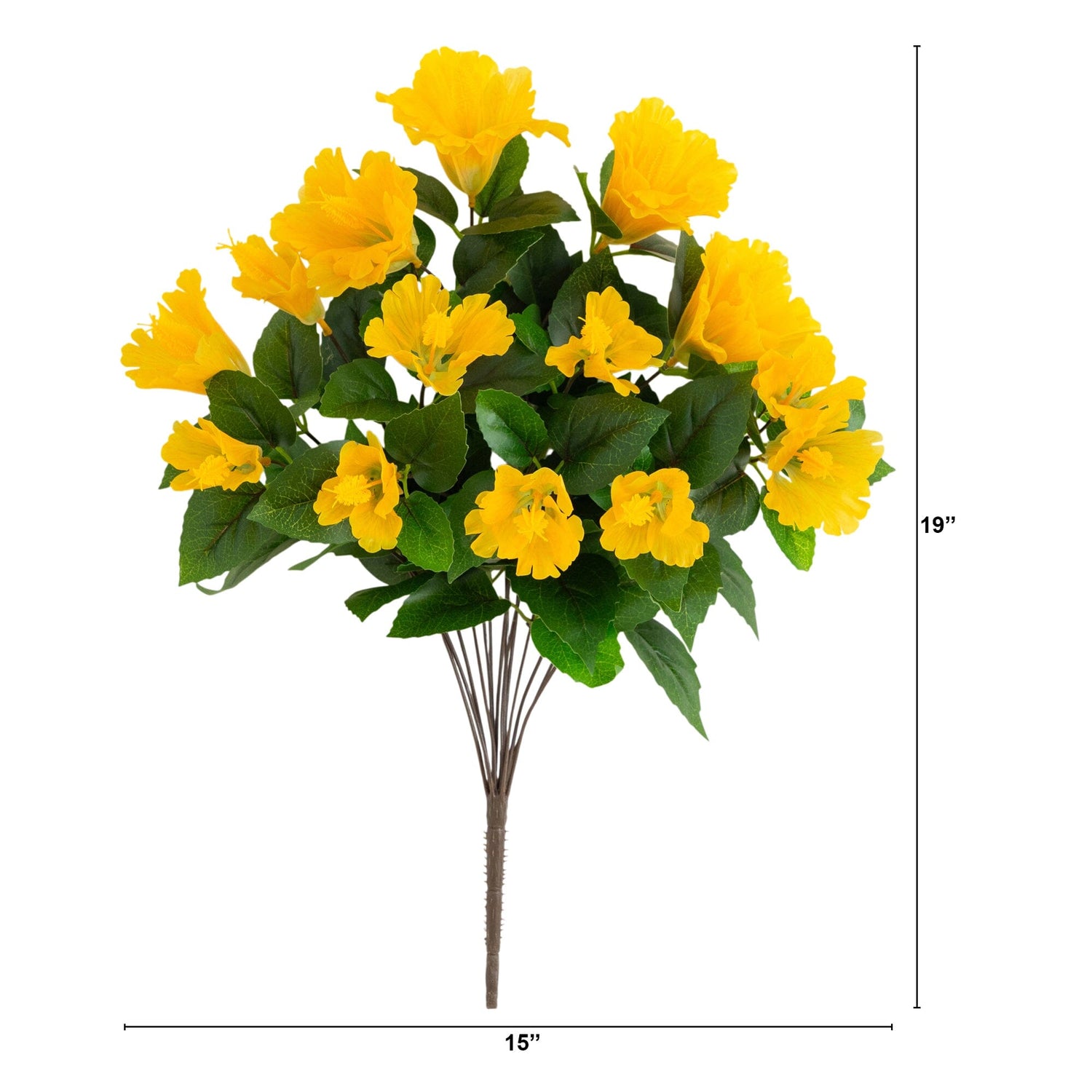 19" UV Resistant Artificial Hibiscus Bush (Indoor/Outdoor) - Set of 3