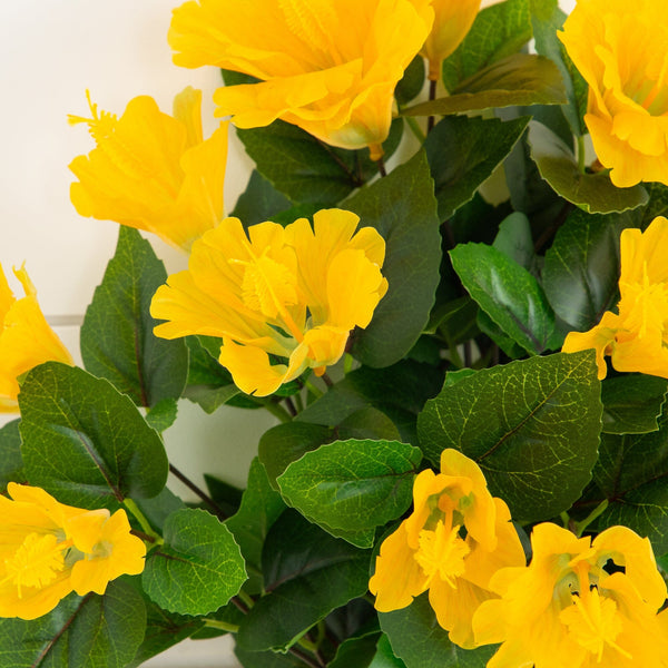 19" UV Resistant Artificial Hibiscus Bush (Indoor/Outdoor) - Set of 3