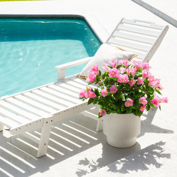 19" UV Resistant Artificial Hibiscus Bush (Indoor/Outdoor) - Set of 3