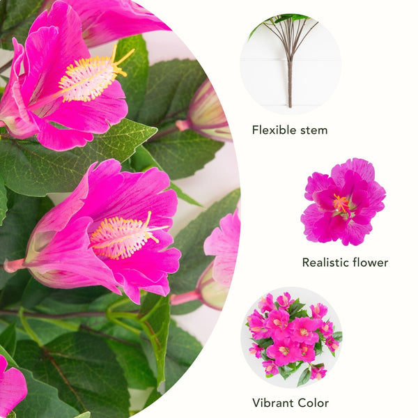 19" UV Resistant Artificial Hibiscus Bush (Indoor/Outdoor) - Set of 3