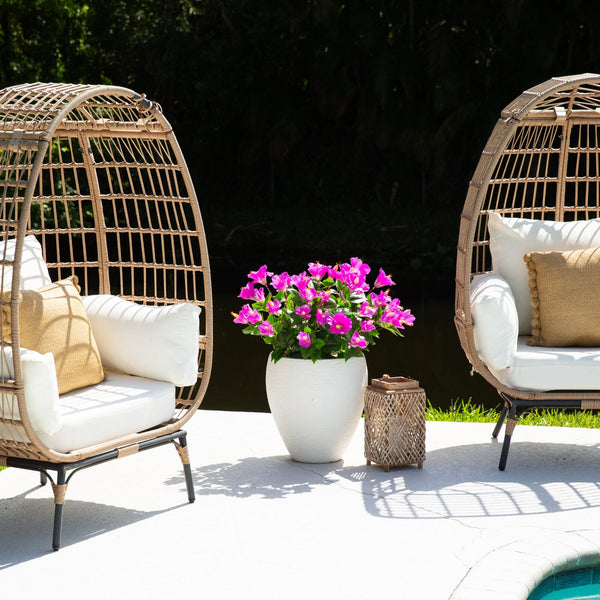 19" UV Resistant Artificial Hibiscus Bush (Indoor/Outdoor) - Set of 3