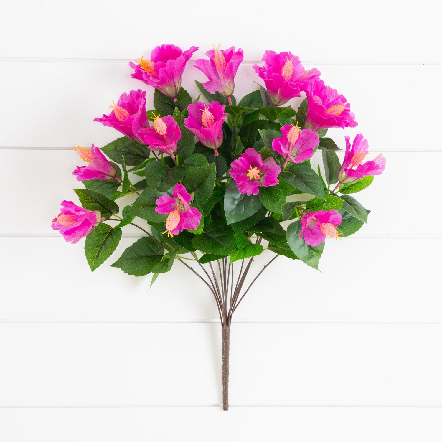 19" UV Resistant Artificial Hibiscus Bush (Indoor/Outdoor) - Set of 3