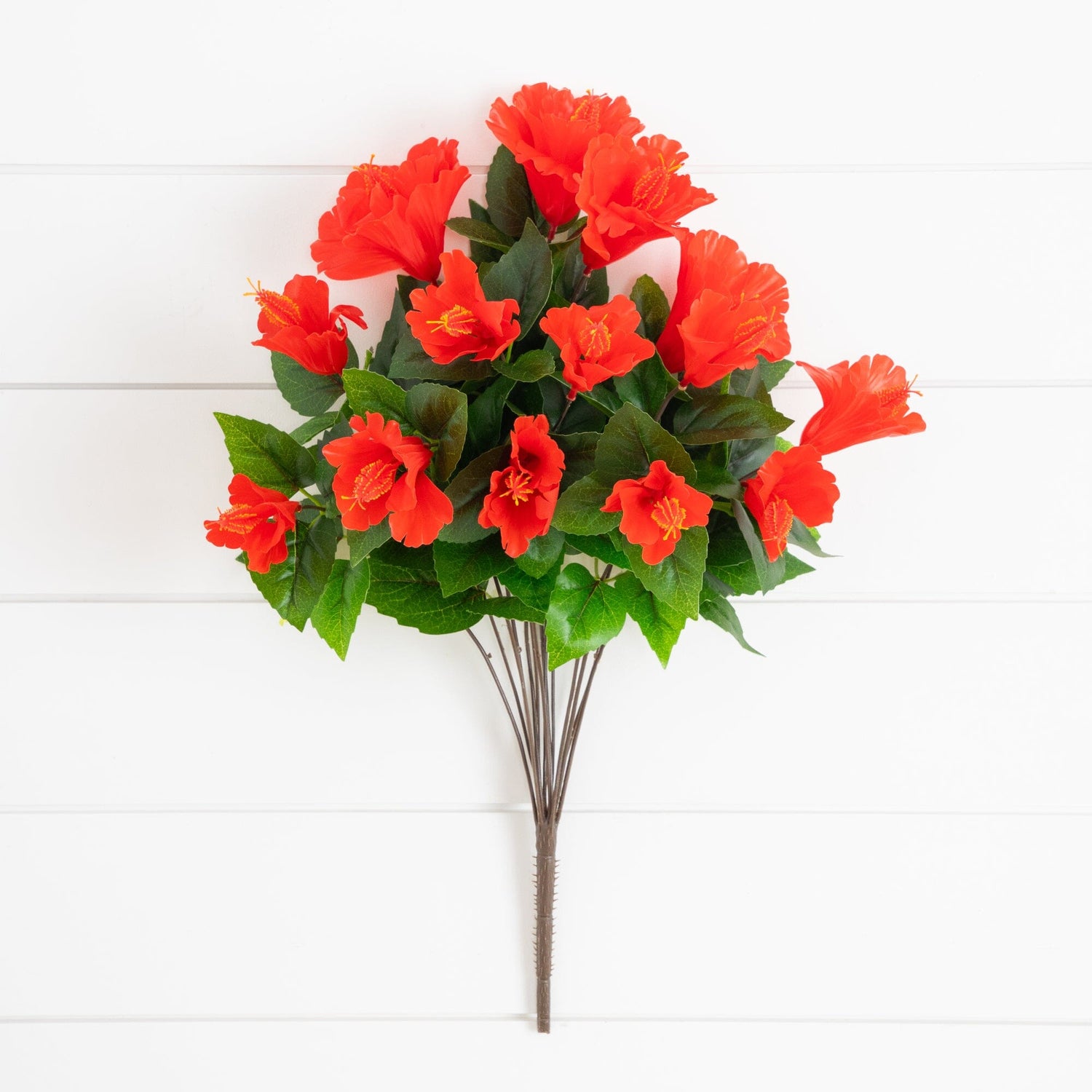 19" UV Resistant Artificial Hibiscus Bush (Indoor/Outdoor) - Set of 3