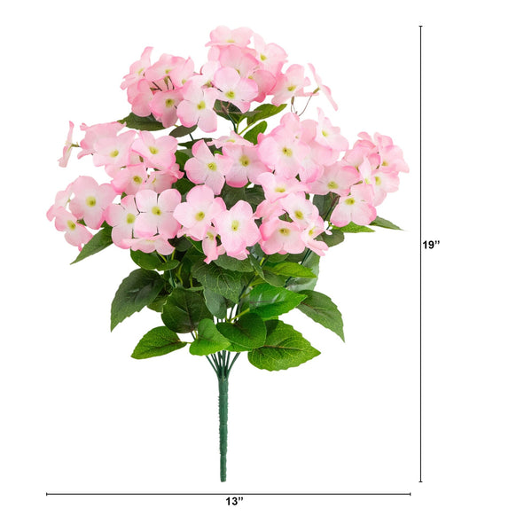19" UV Resistant Artificial Hydrangea Bush (Indoor/Outdoor) - Set of 3