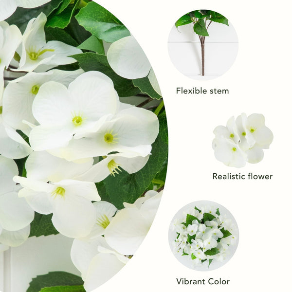 19" UV Resistant Artificial Hydrangea Bush (Indoor/Outdoor) - Set of 3