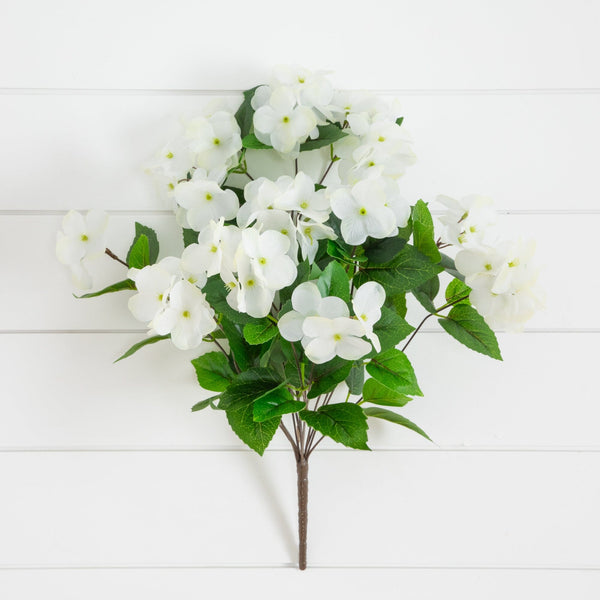 19" UV Resistant Artificial Hydrangea Bush (Indoor/Outdoor) - Set of 3