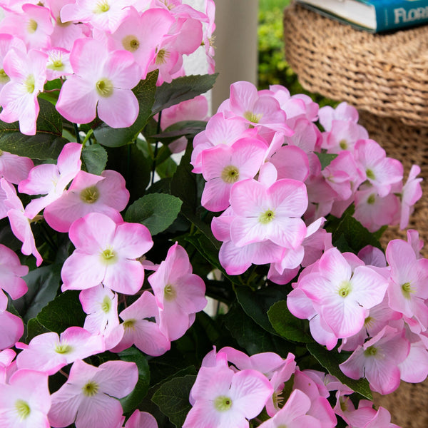 19" UV Resistant Artificial Hydrangea Bush (Indoor/Outdoor) - Set of 3