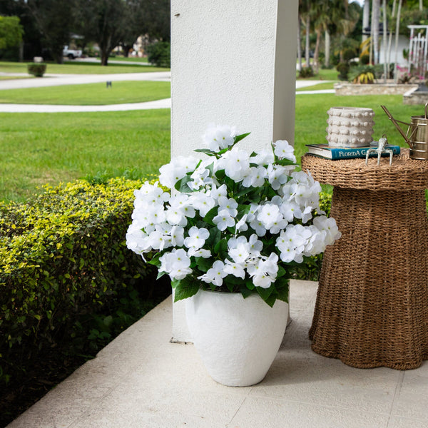 19" UV Resistant Artificial Hydrangea Bush (Indoor/Outdoor) - Set of 3