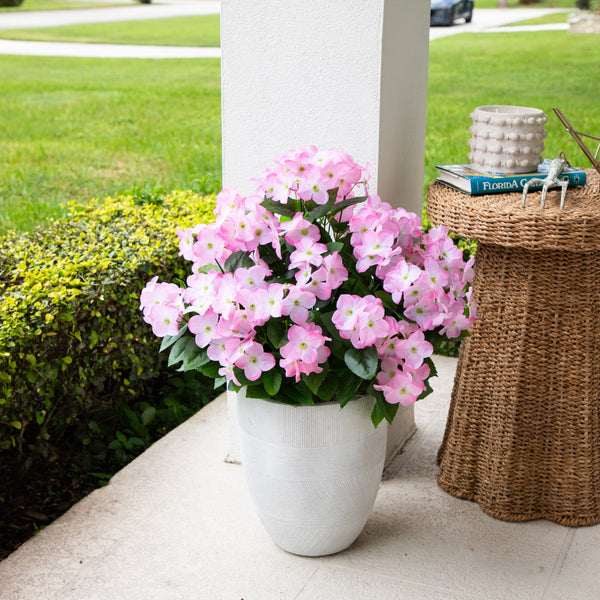 19" UV Resistant Artificial Hydrangea Bush (Indoor/Outdoor) - Set of 3