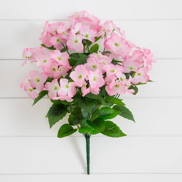 19" UV Resistant Artificial Hydrangea Bush (Indoor/Outdoor) - Set of 3