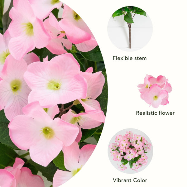 19" UV Resistant Artificial Hydrangea Bush (Indoor/Outdoor) - Set of 3