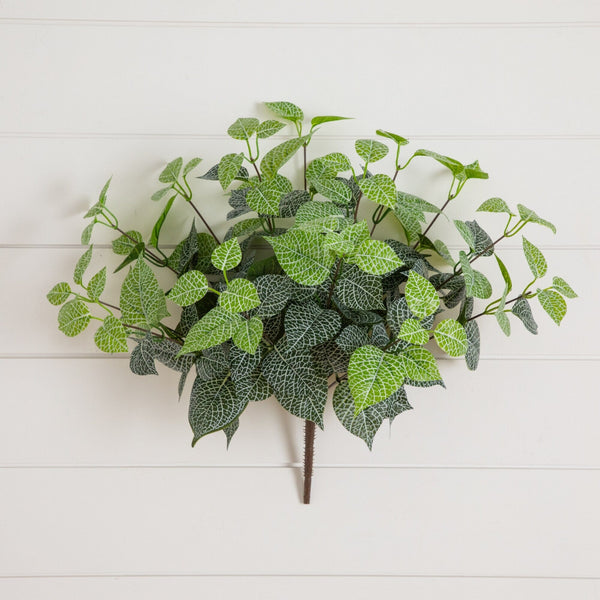 19" UV Resistant Artificial Fittonia Bush (Indoor/Outdoor) - Set of 3