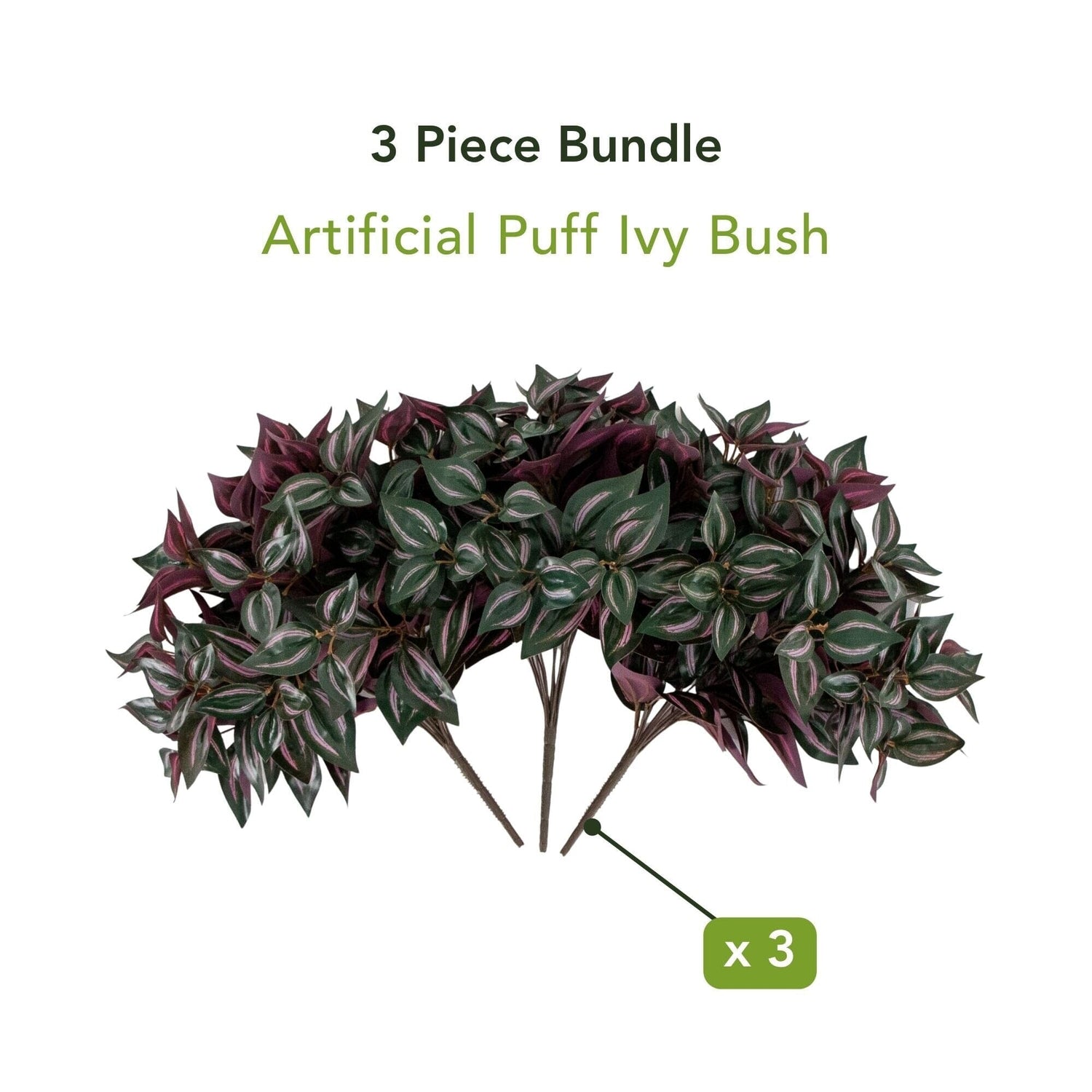 19" UV Resistant Artificial Wandering Jew Bush (Indoor/Outdoor)- Set of 3