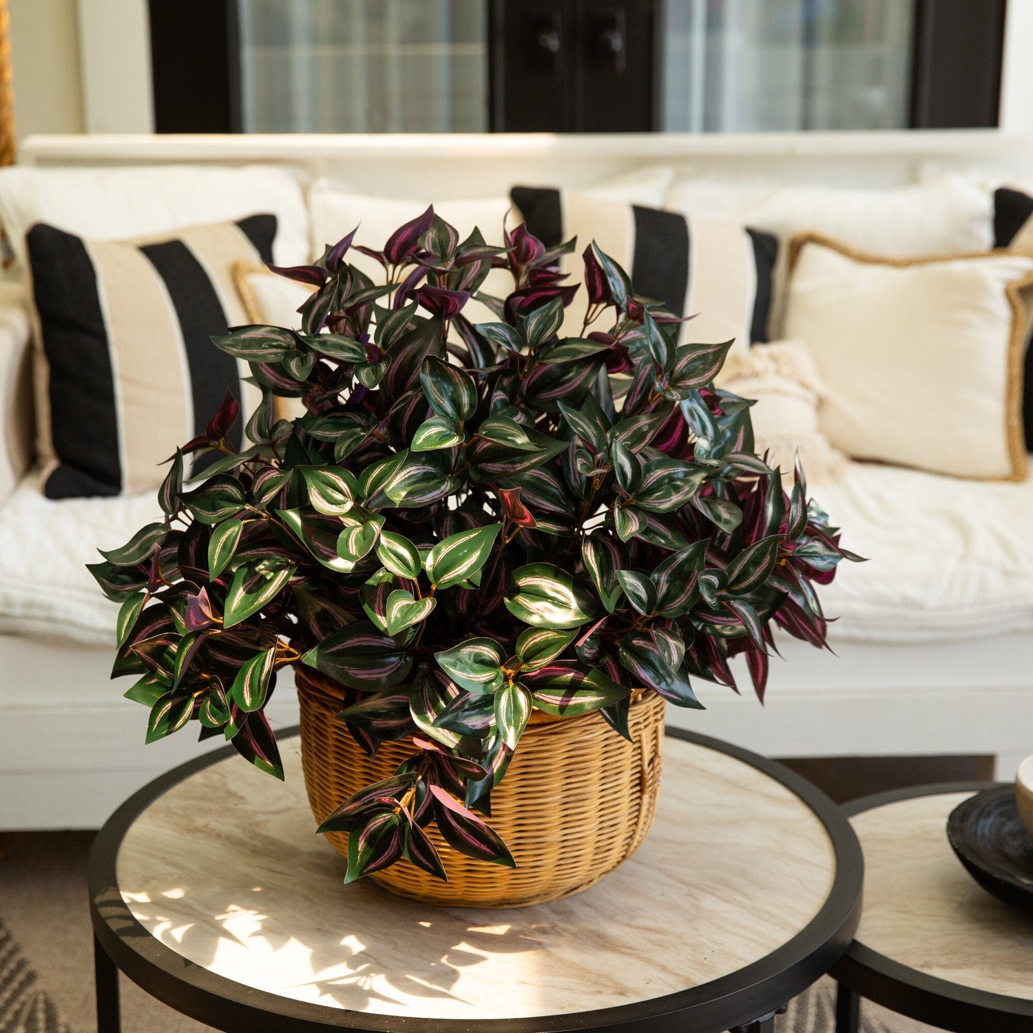 19" UV Resistant Artificial Wandering Jew Bush (Indoor/Outdoor)- Set of 3