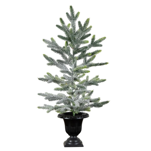 2' Artificial Frosted Christmas Tree in Black Decorative Urn