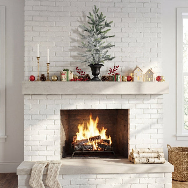 2' Artificial Frosted Christmas Tree in Black Decorative Urn