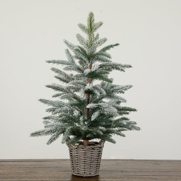 2' Artificial Frosted Christmas Tree in Decorative Basket