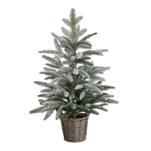 2' Artificial Frosted Christmas Tree in Decorative Basket