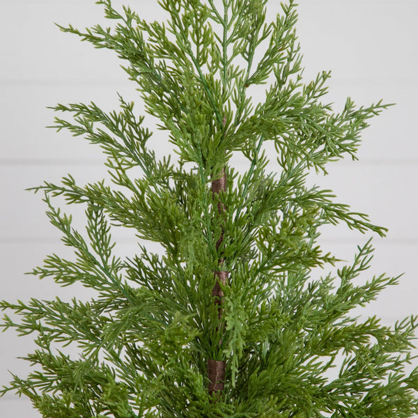 2' Artificial Norfolk Pine Christmas Tree in White Ceramic Planter