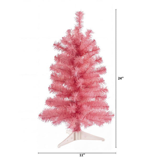 2’ Artificial Pink Christmas Tree