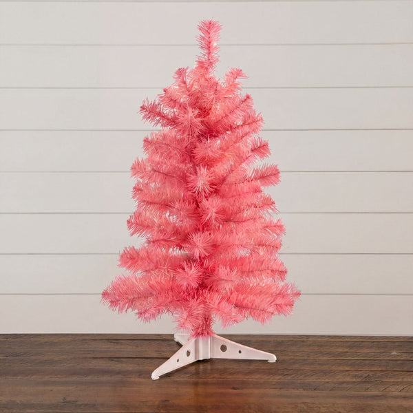 2’ Artificial Pink Christmas Tree
