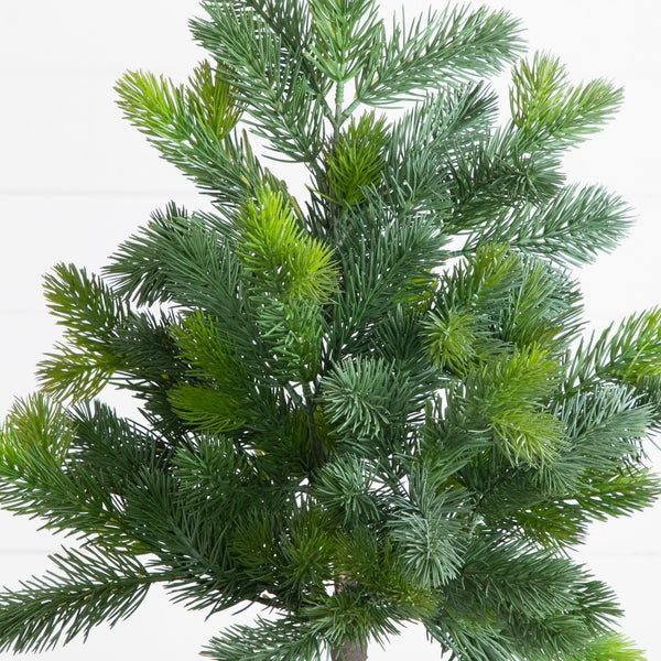 2' Artificial Real Touch Spruce Pine Christmas Tree in White Decorative Planter