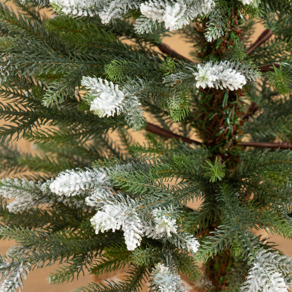2' 3' 4' Artificial Snowed Balsam Fir Christmas Tree in Burlap Wrapped Base - Set of 3