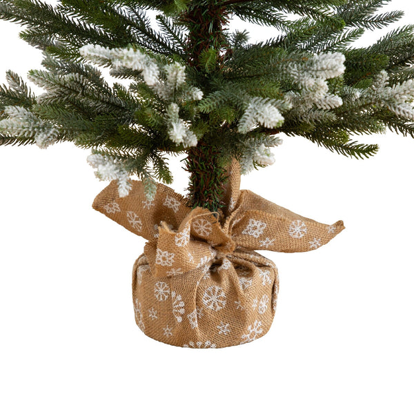 2' 3' 4' Artificial Snowed Balsam Fir Christmas Tree in Burlap Wrapped Base - Set of 3