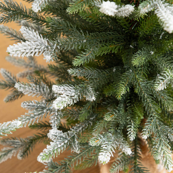 2' 3' 4' Artificial Snowed Balsam Fir Christmas Tree in Burlap Wrapped Base - Set of 3
