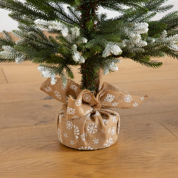2' 3' 4' Artificial Snowed Balsam Fir Christmas Tree in Burlap Wrapped Base - Set of 3