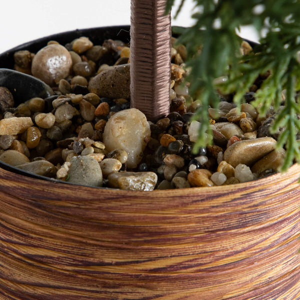 2' Artificial Down Swept Cedar Christmas Tree with Pinecones in Rustic Decorative Planter