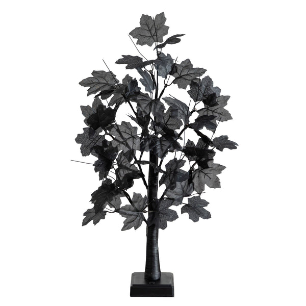 2' Pre-Lit Artificial Halloween Black Maple Tree with 24 Orange & Purple LED Lights