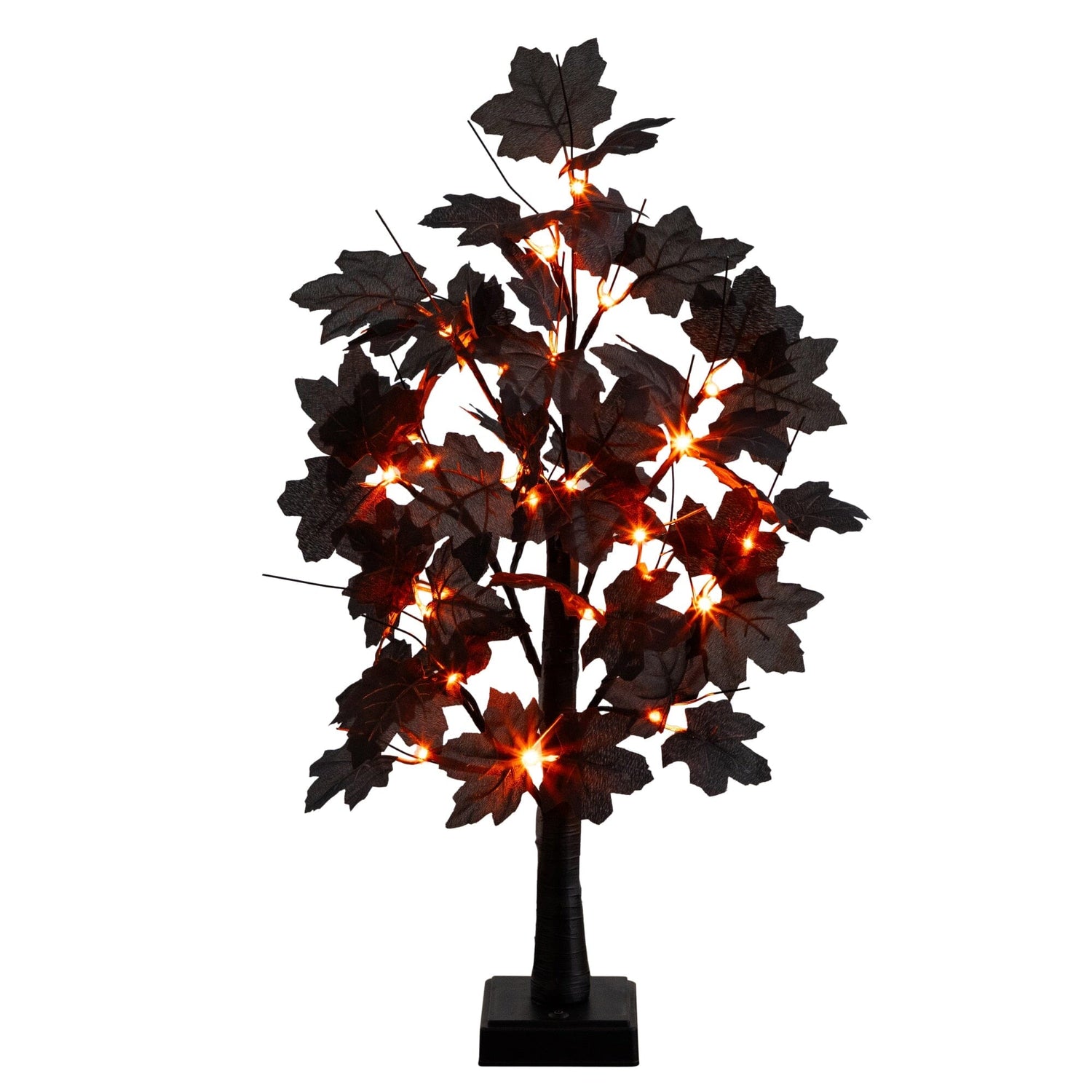 2' Pre-Lit Artificial Halloween Black Maple Tree with 24 Orange & Purple LED Lights