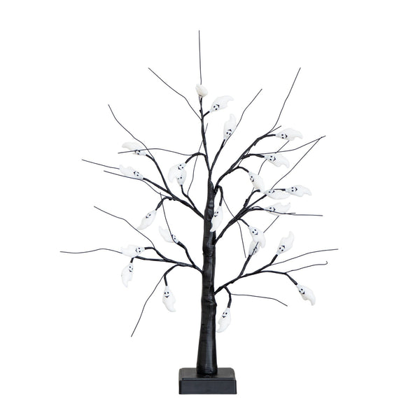 2' Pre-Lit Artificial Halloween Ghost Twig Tree with 24 Purple LED Lights