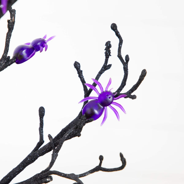 2' Pre-Lit Artificial Halloween Spider Twig Tree with 24 Purple LED Lights