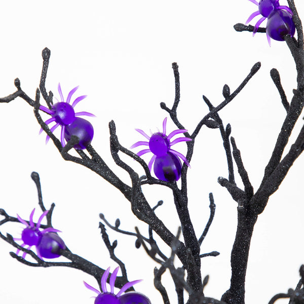 2' Pre-Lit Artificial Halloween Spider Twig Tree with 24 Purple LED Lights