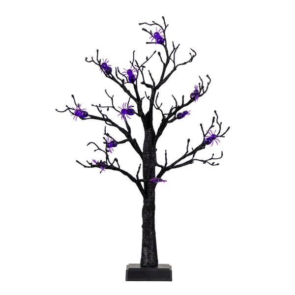 2' Pre-Lit Artificial Halloween Spider Twig Tree with 24 Purple LED Lights