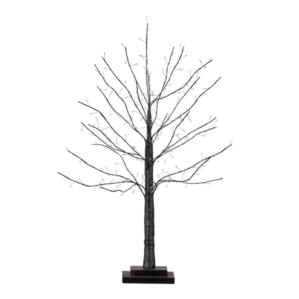 2' Pre-Lit Artifiical Halloween Black Twig Tree with 210 Warm White Fairy Copper Wire LED Lights