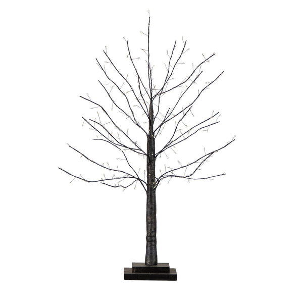 2' Pre-Lit Artifiical Halloween Black Twig Tree with 210 Warm White Fairy Copper Wire LED Lights