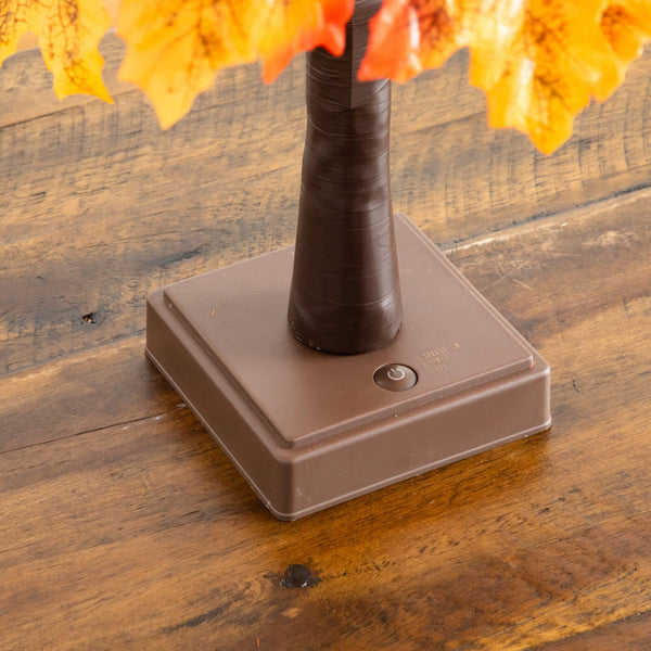 2' Pre-Lit Autumn Maple Artificial Fall Tree with Acorns & Pinecones and 18 Warm White LED Lights