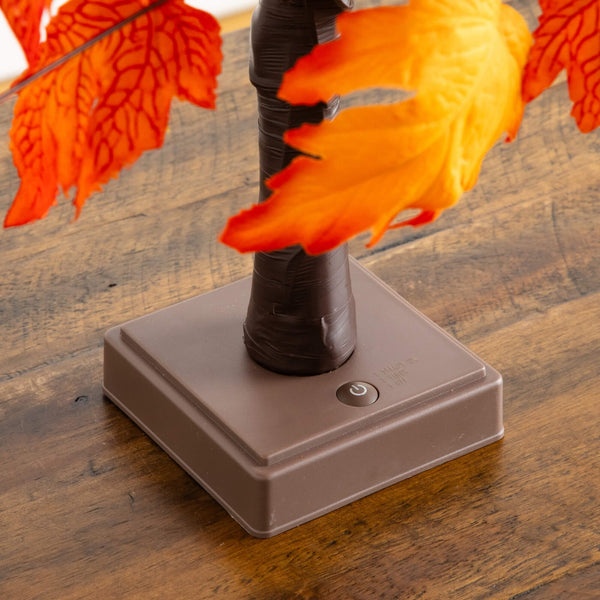 2' Pre-Lit Bright Autumn Maple Artificial Fall Tree with 24 Warm White LED Lights and Detachable Base