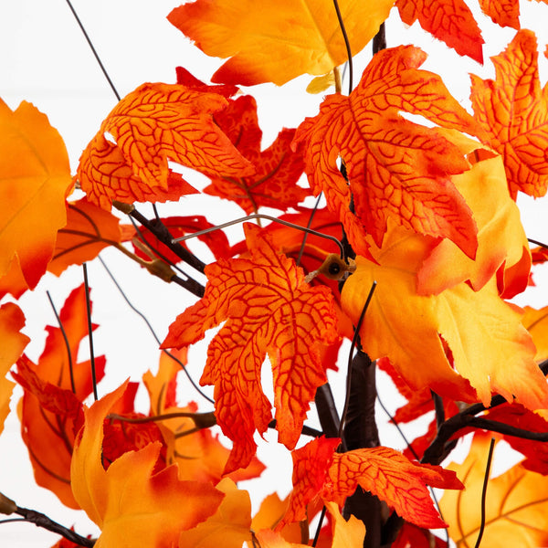 2' Pre-Lit Bright Autumn Maple Artificial Fall Tree with 24 Warm White LED Lights and Detachable Base