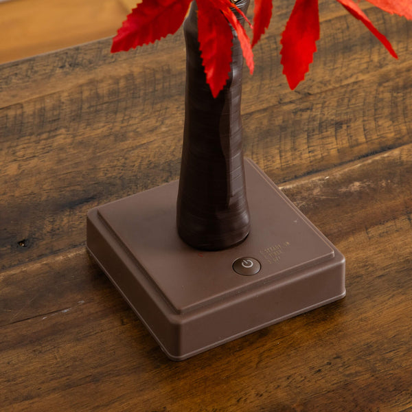 2' Pre-Lit Red Autumn Maple Artificial Fall Tree with 50 Warm White LED Lights and Detachable Base