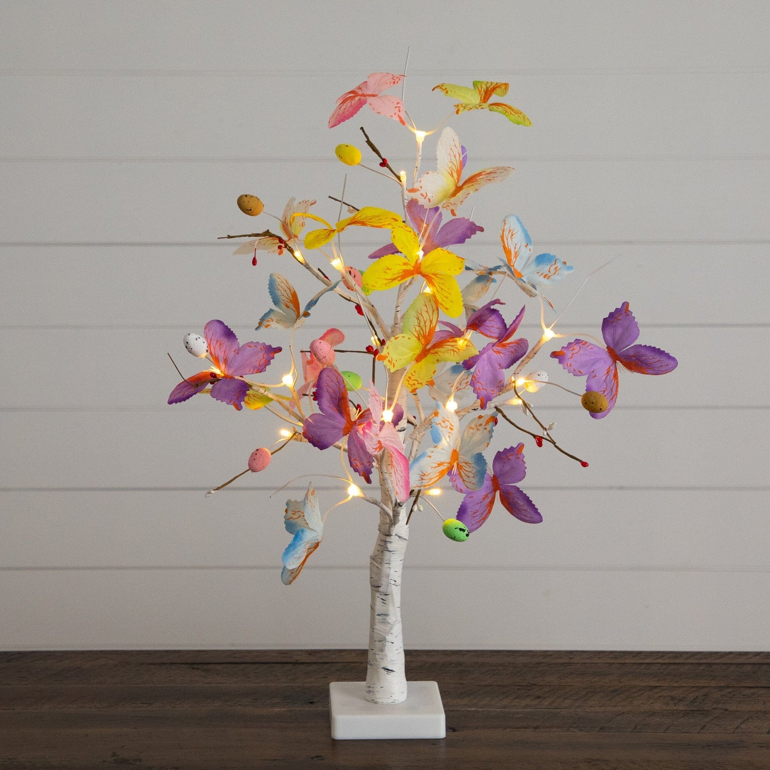 2' Pre-Lit Artificial Butterfly Twig Tree with 24 Warm White LED Lights