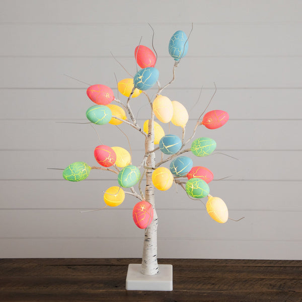 2' Pre-Lit Artificial Easter Egg Twig Tree with 24 LED Lights