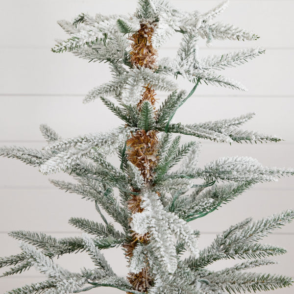 2’ Pre-Lit Artificial Flocked Woodland Fir Christmas Tree with 10 Warm White LED Lights
