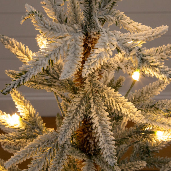 2’ Pre-Lit Artificial Flocked Woodland Fir Christmas Tree with 10 Warm White LED Lights