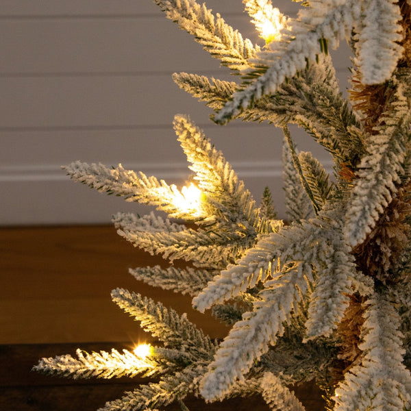 2’ Pre-Lit Artificial Flocked Woodland Fir Christmas Tree with 10 Warm White LED Lights
