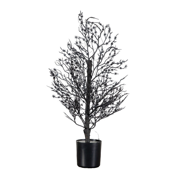 2’ Pre-Lit Artificial Halloween Spider Twig Tree with 50 Orange & Purple LED Lights