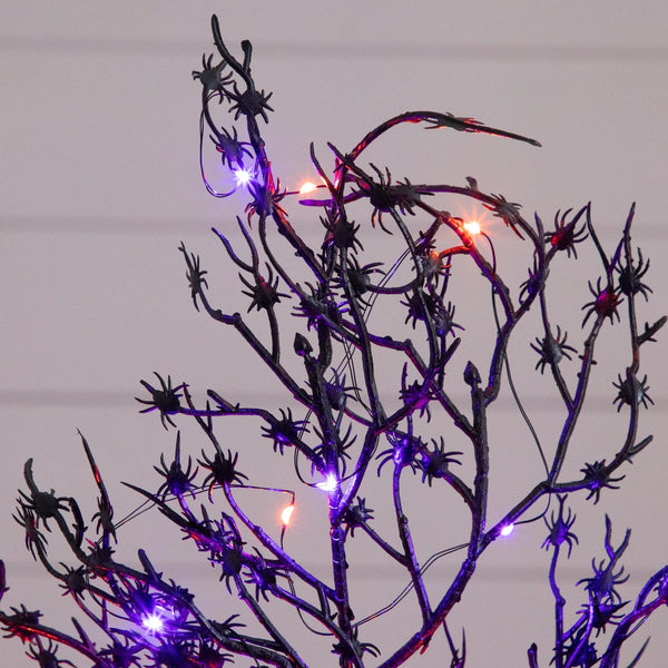 2’ Pre-Lit Artificial Halloween Spider Twig Tree with 50 Orange & Purple LED Lights
